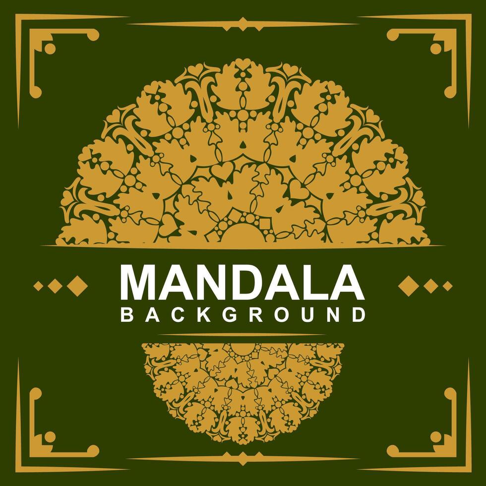 Golden frame with mandala art background vector