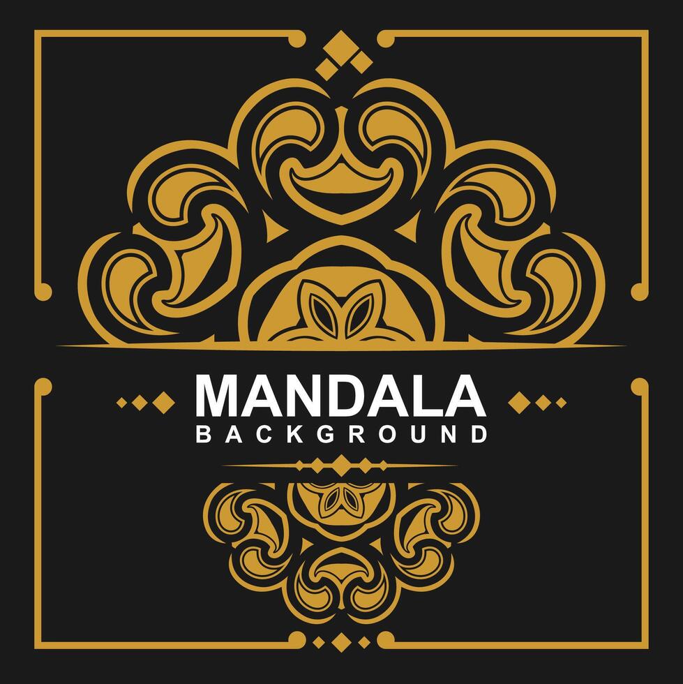 Golden frame with mandala art background. free vector