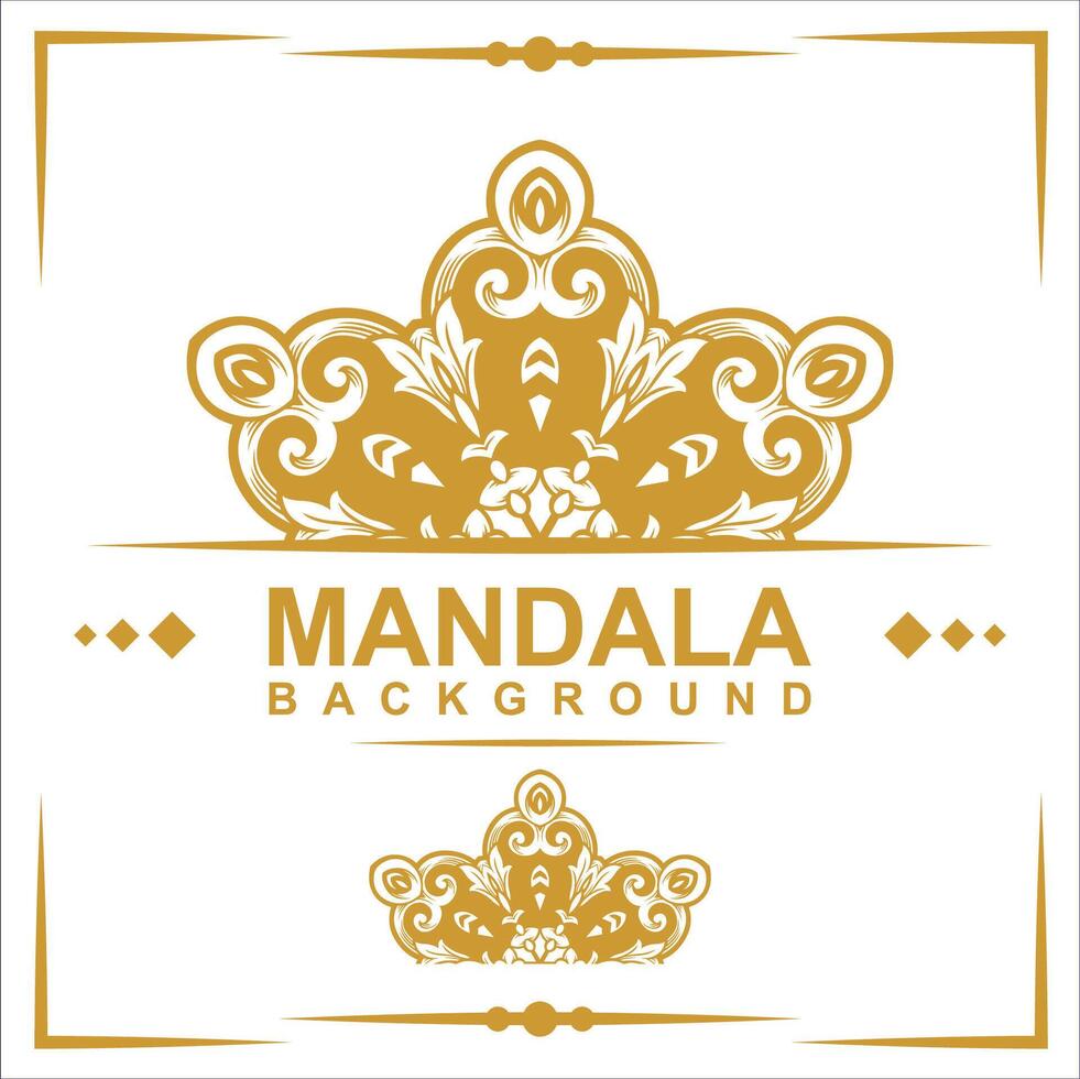 Golden frame with mandala art background vector