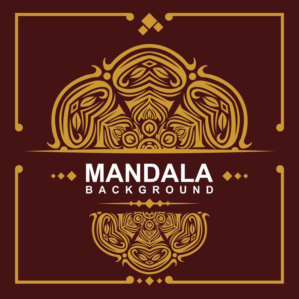 Golden frame with mandala art background. free vector