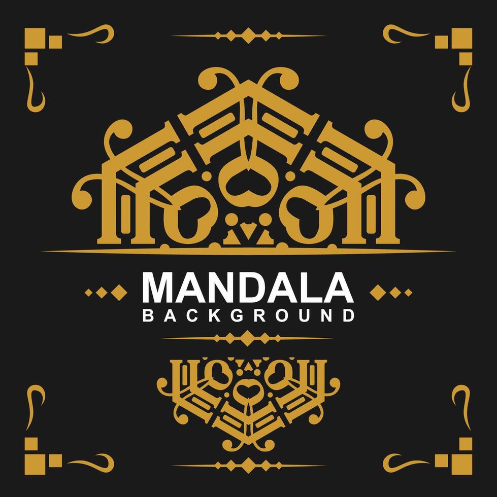 Golden frame with mandala art background. free vector