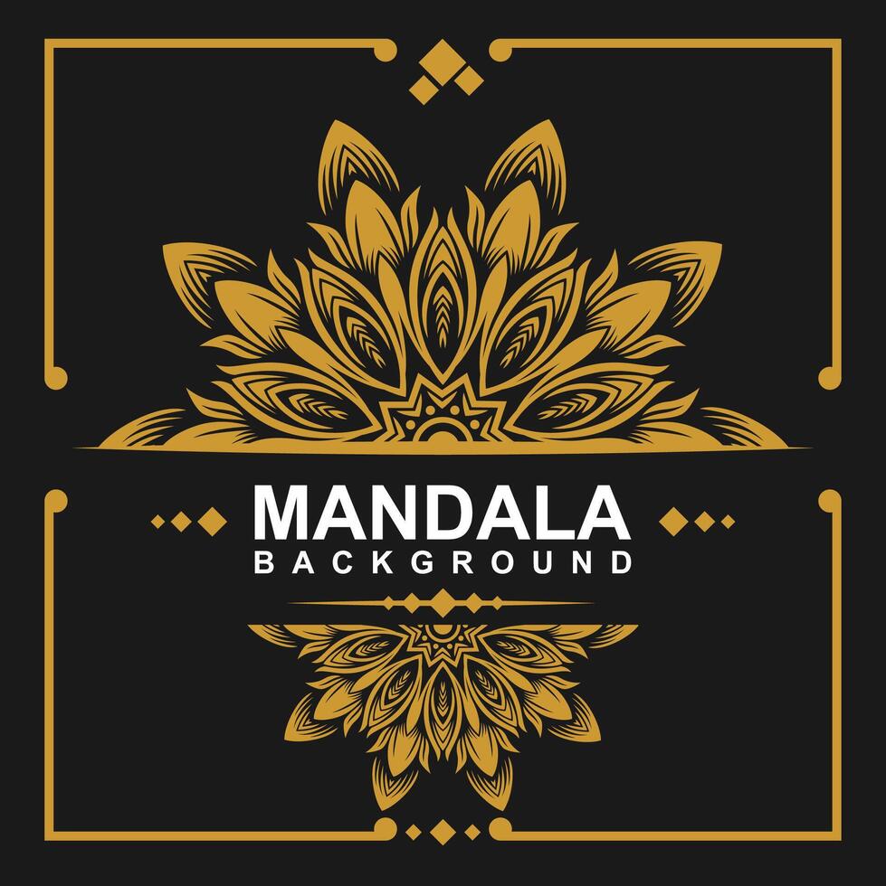 Golden frame with mandala art background. free vector
