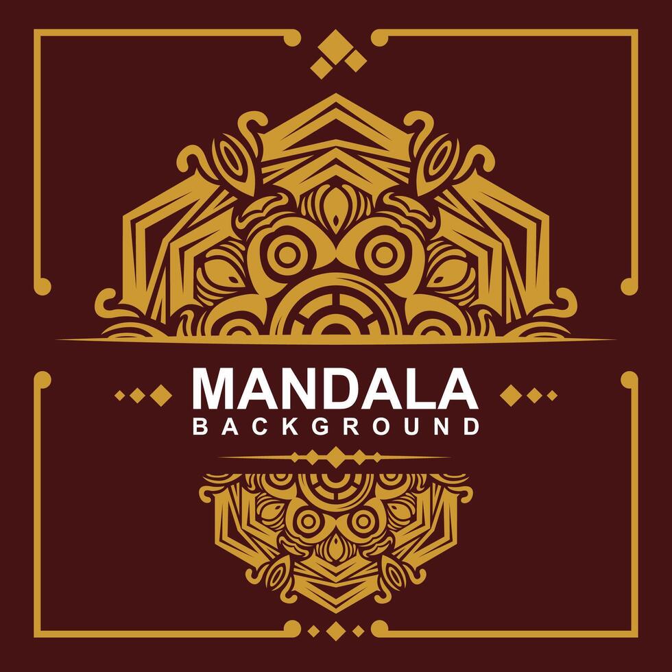 Golden frame with mandala art background. free vector