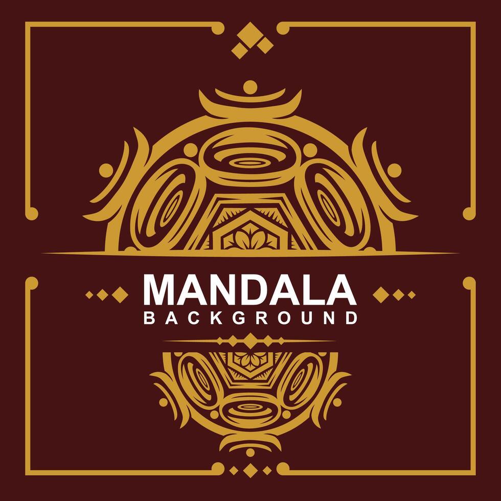 Golden frame with mandala art background. free vector