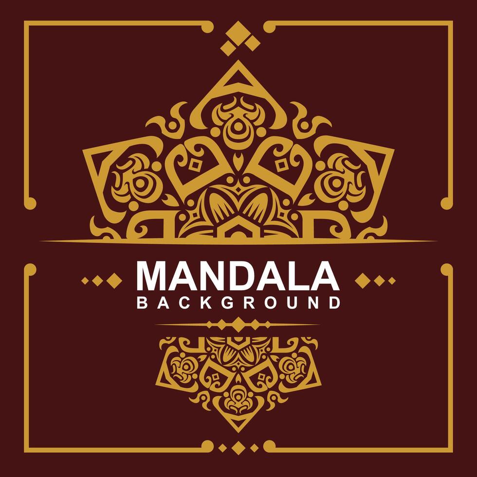 Golden frame with mandala art background. free vector