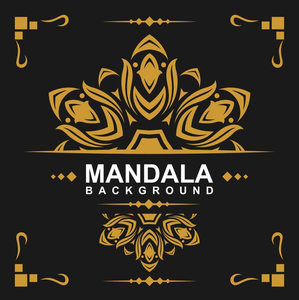Golden frame with mandala art background. free vector