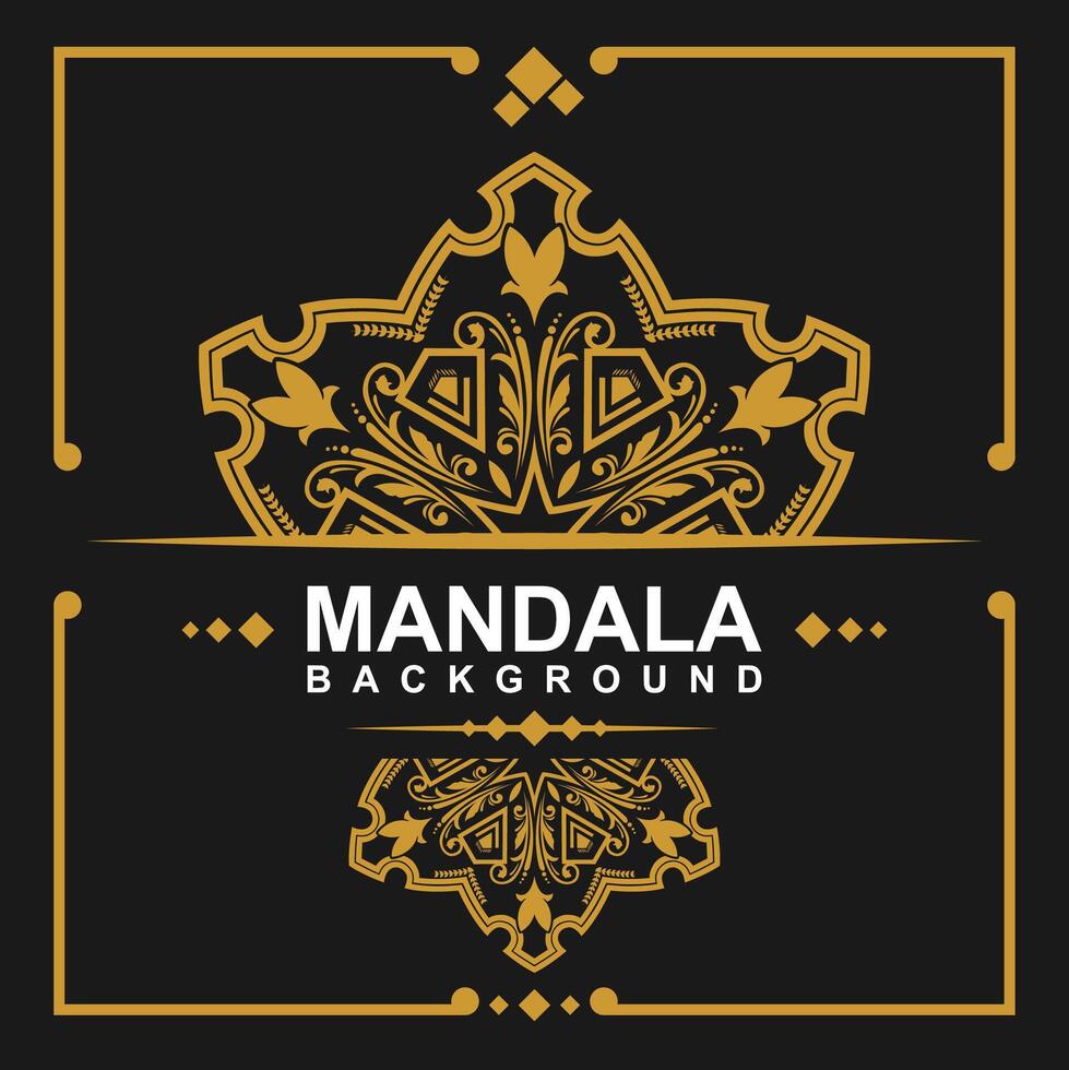Golden frame with mandala art background. free vector