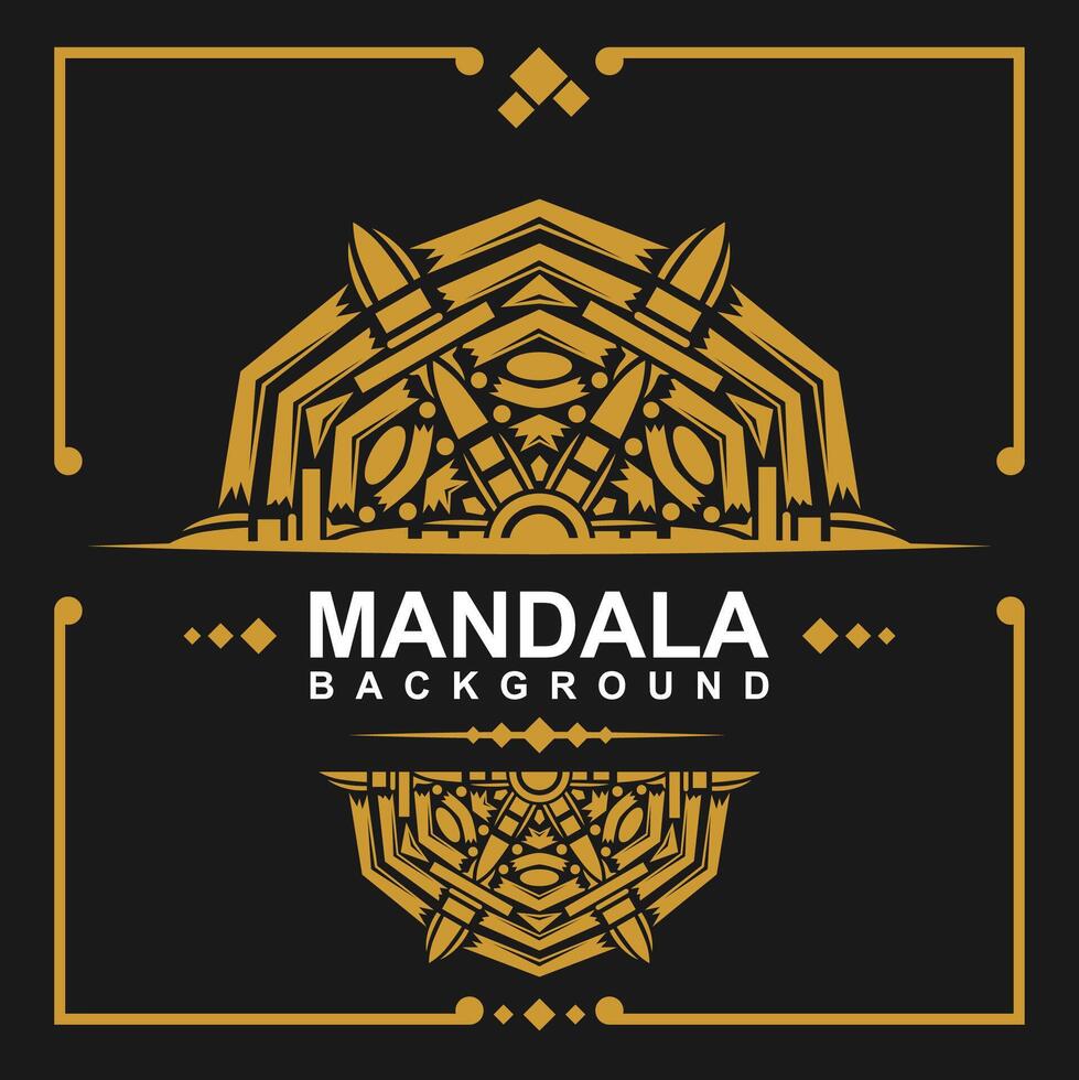 dorado marco con mandala Arte antecedentes. gratis vector