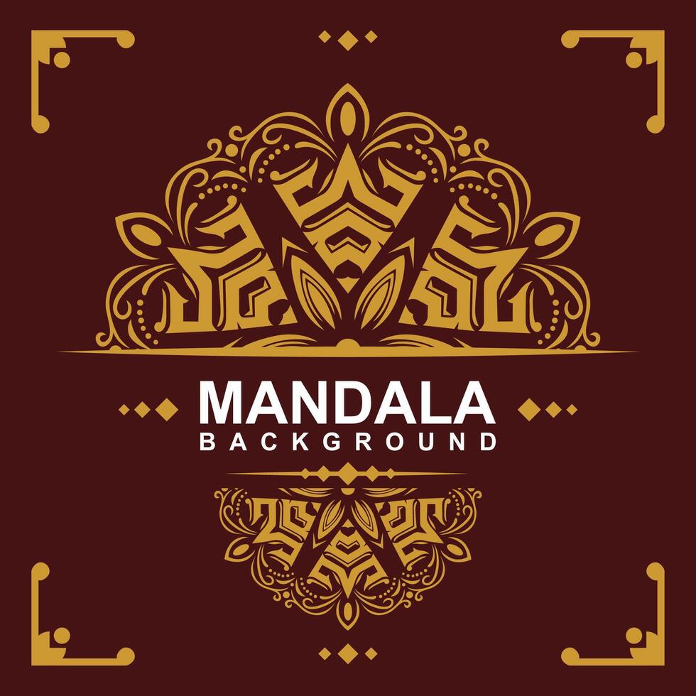 Golden frame with mandala art background. free vector