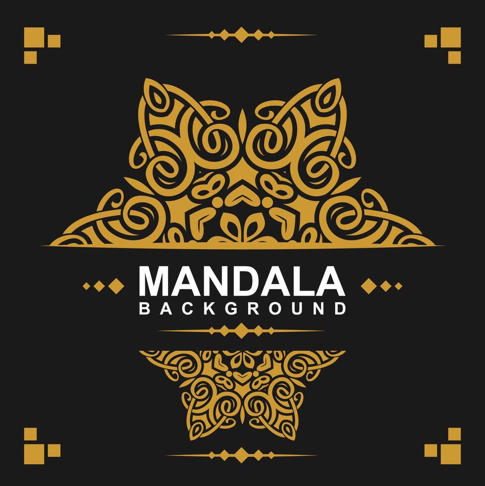 Golden frame with mandala art background. free vector