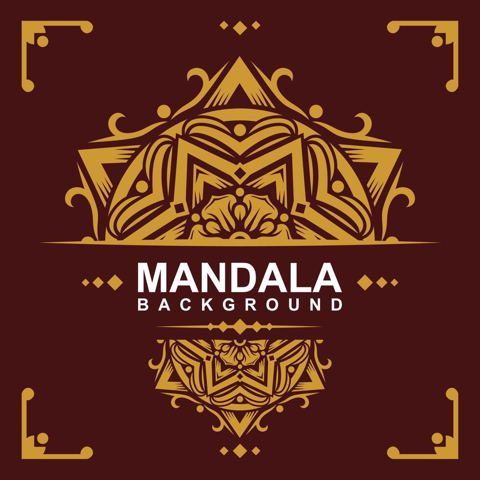 Golden frame with mandala art background. free vector