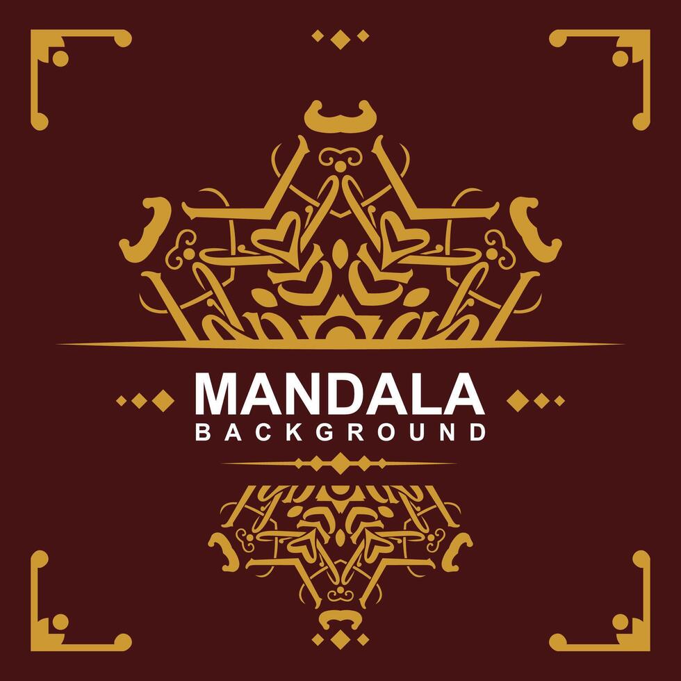 Golden frame with mandala art background. free vector
