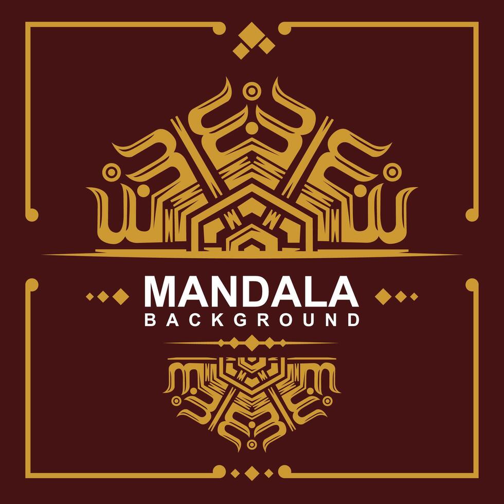 Golden frame with mandala art background. free vector