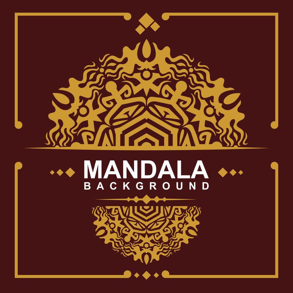 Golden frame with mandala art background. free vector