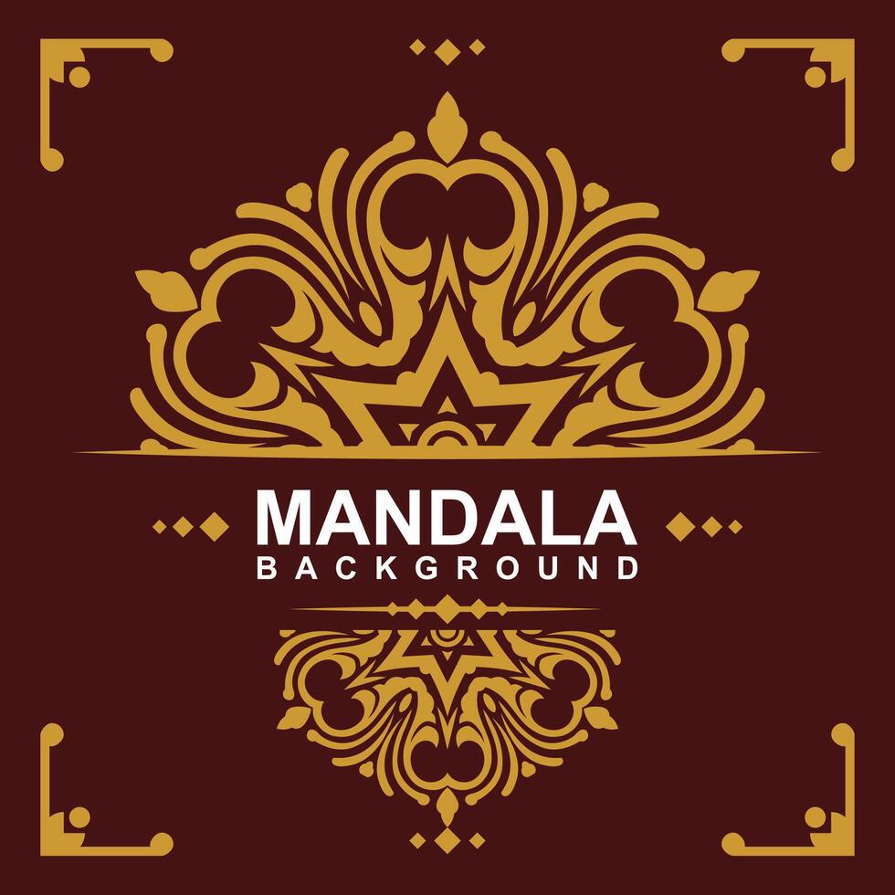 Golden frame with mandala art background. free vector