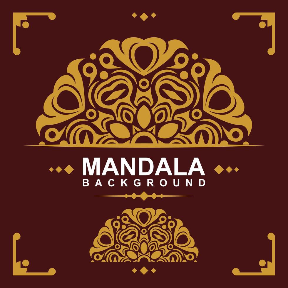Golden frame with mandala art background. free vector