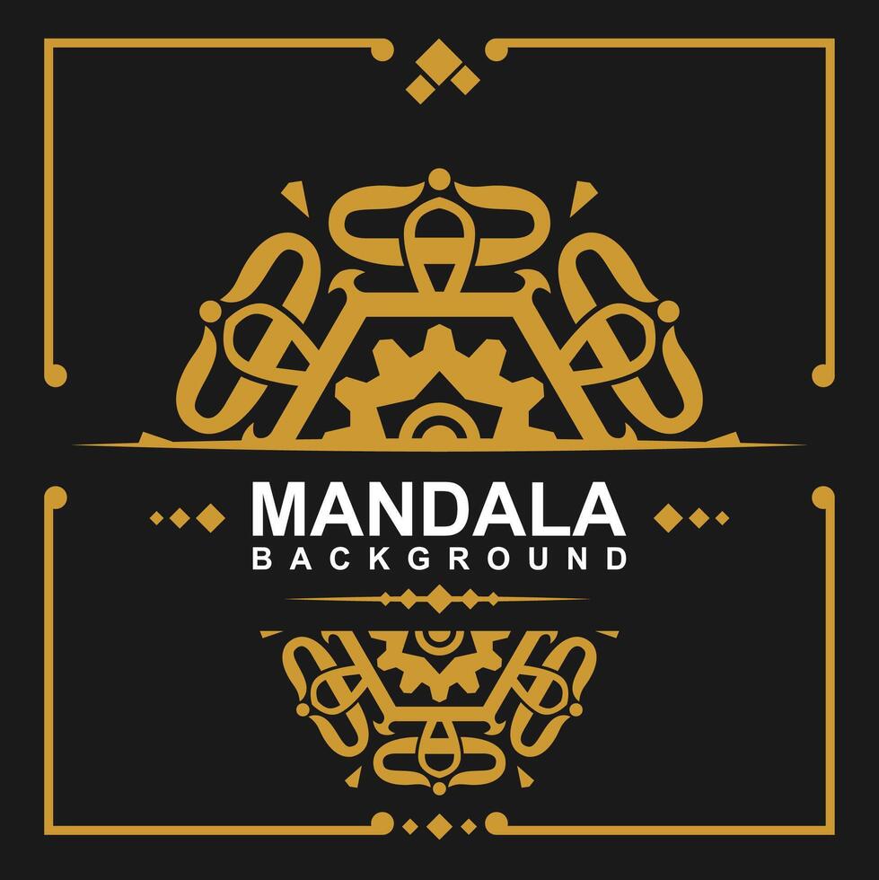 Golden frame with mandala art background. free vector