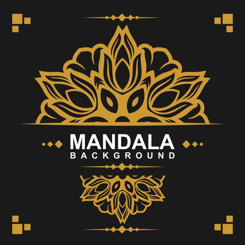 Golden frame with mandala art background. free vector