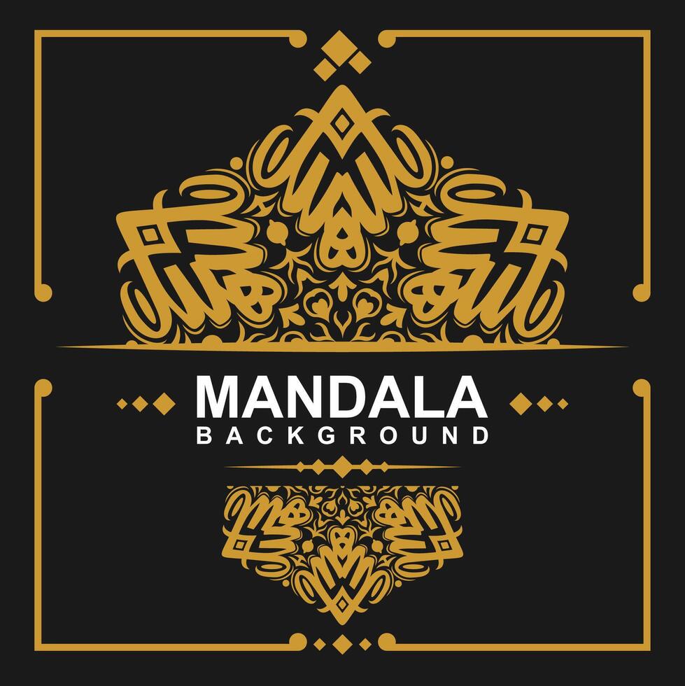 Golden frame with mandala art background. free vector
