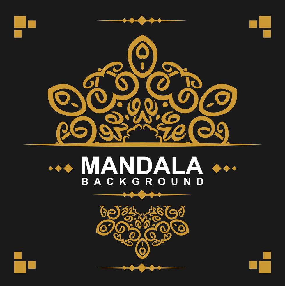Golden frame with mandala art background. free vector