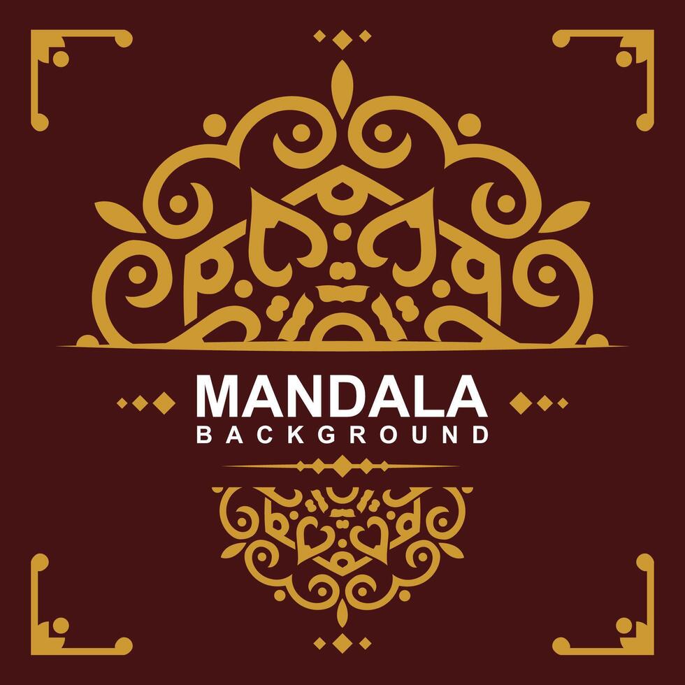 Golden frame with mandala art background. free vector