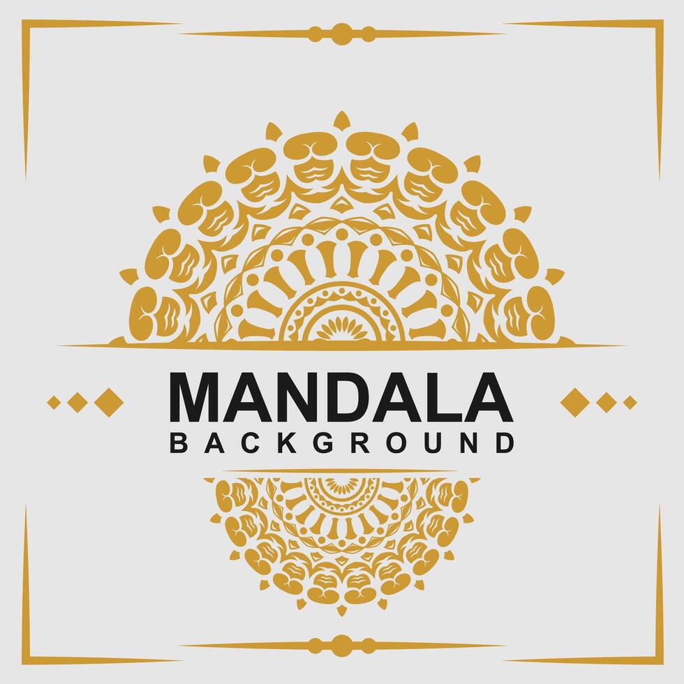 Golden frame with mandala art background vector