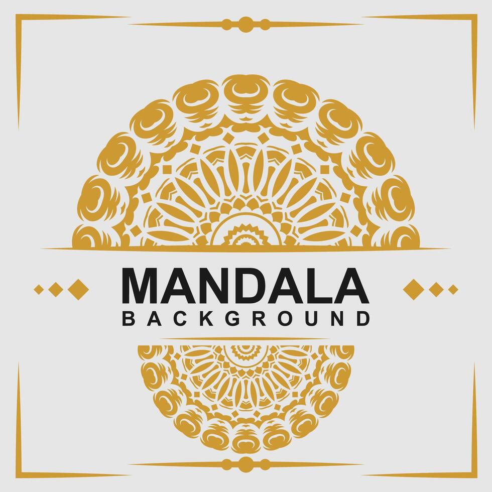 Golden frame with mandala art background vector