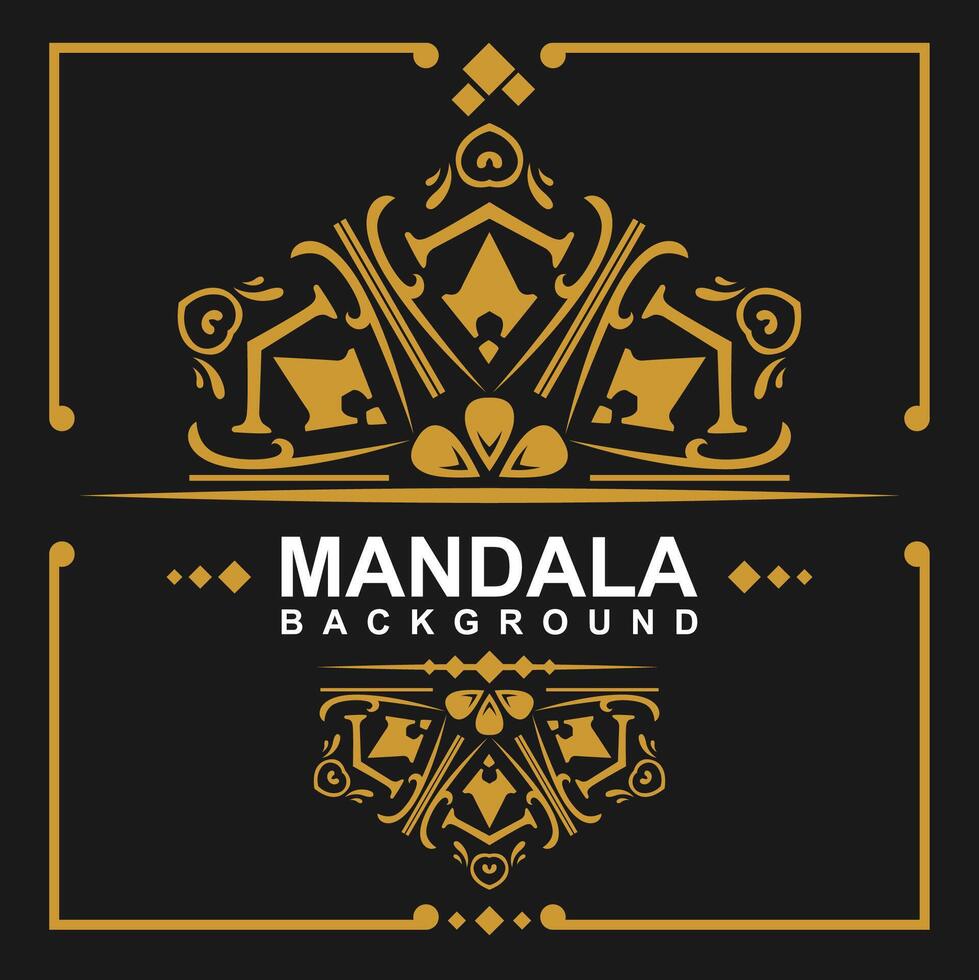Golden frame with mandala art background. free vector