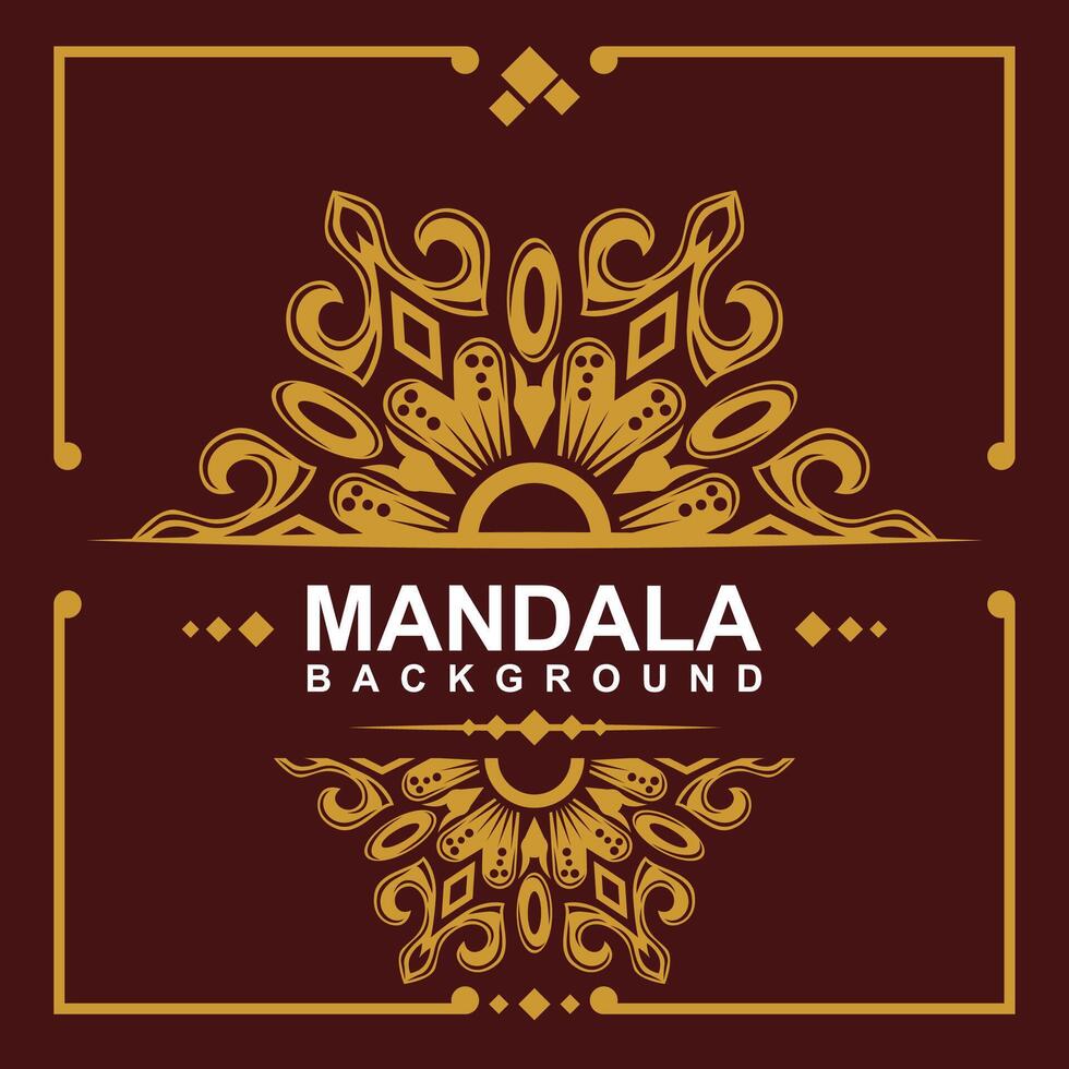 Golden frame with mandala art background. free vector