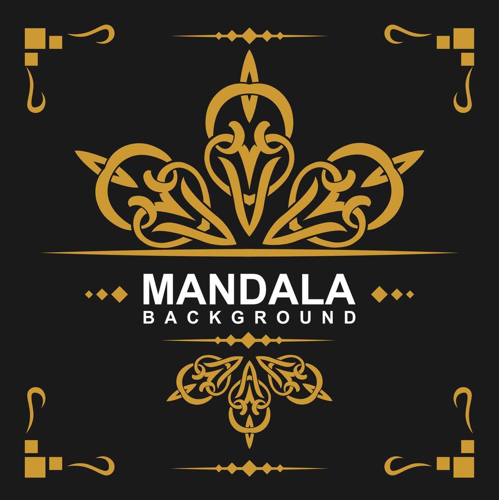 Golden frame with mandala art background. free vector