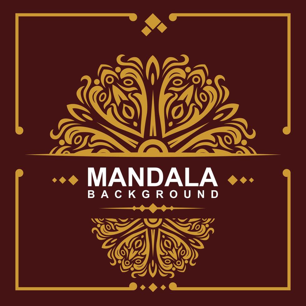 Golden frame with mandala art background. free vector