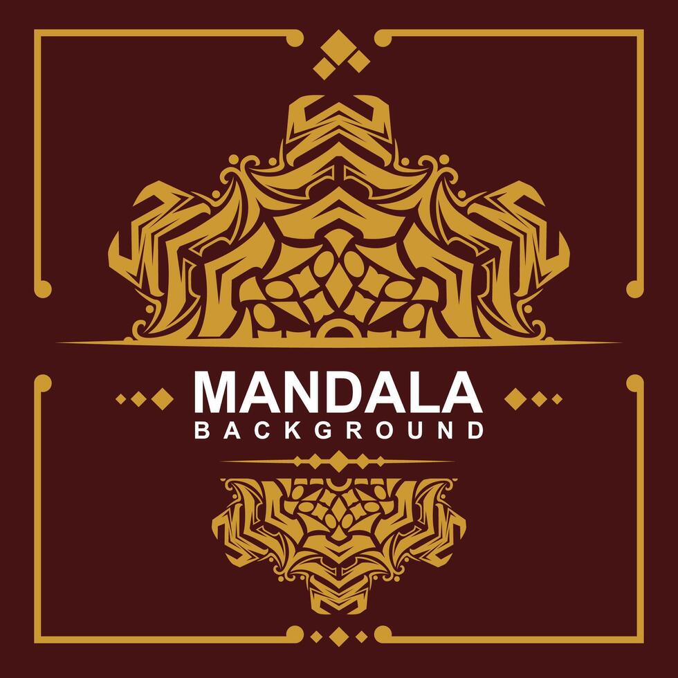 Golden frame with mandala art background. free vector