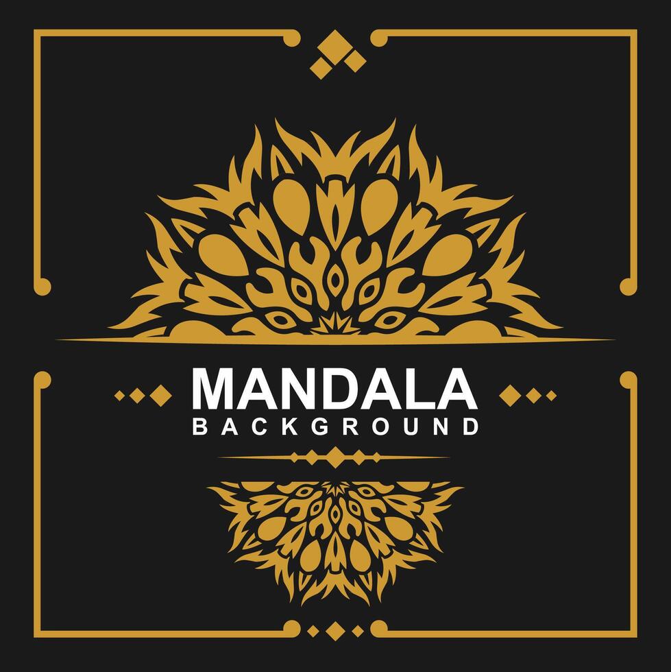 Golden frame with mandala art background. free vector