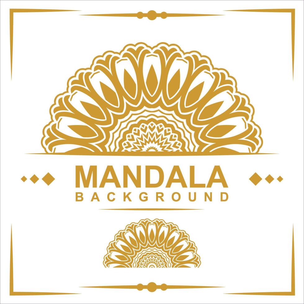 Golden frame with mandala art background vector