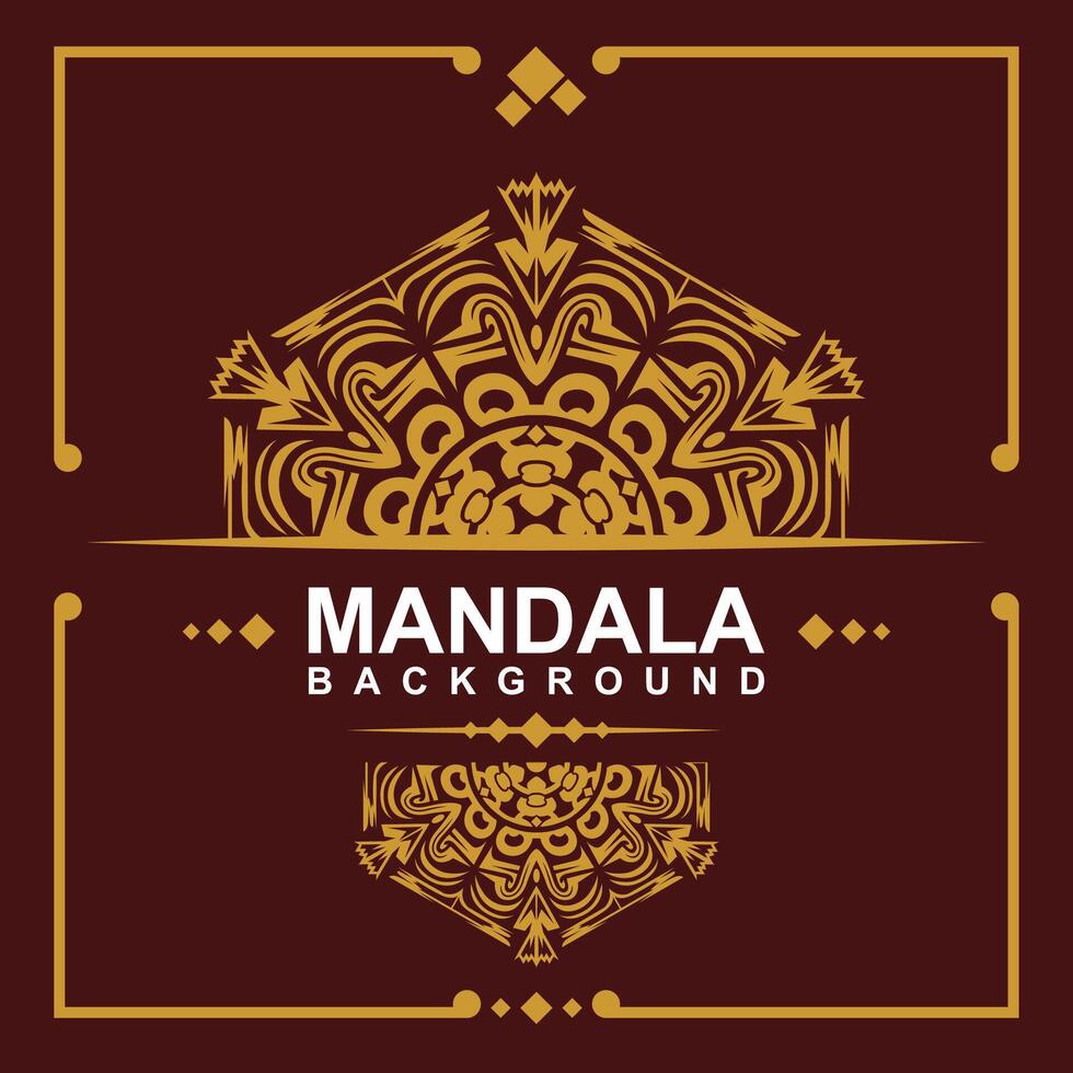 Golden frame with mandala art background. free vector