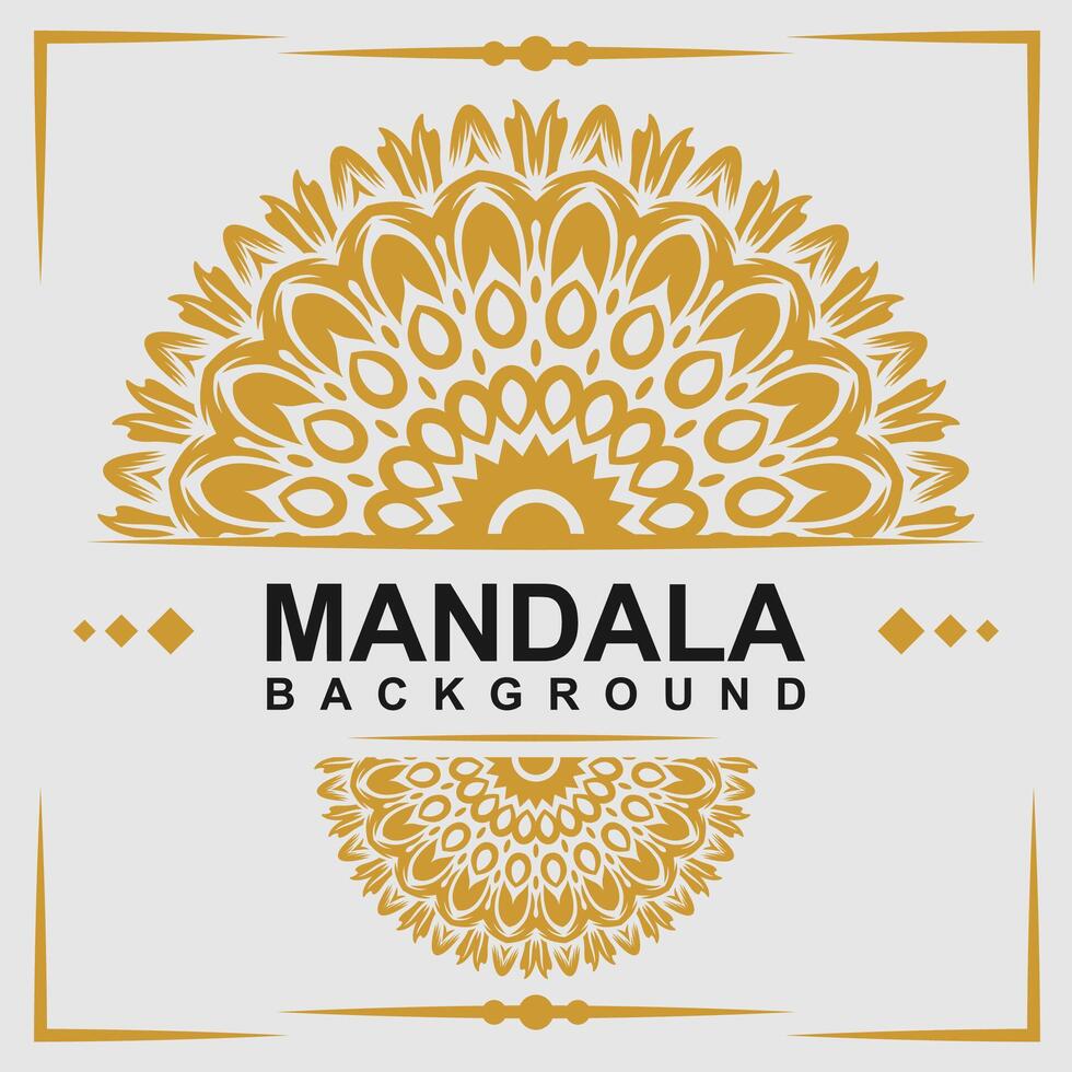 Golden frame with mandala art background vector