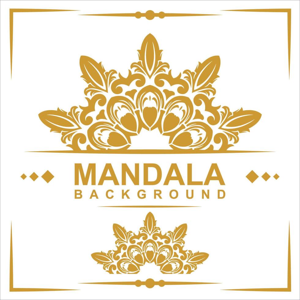 Golden frame with mandala art background vector