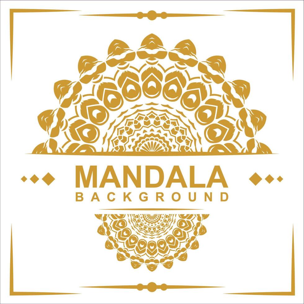 Golden frame with mandala art background vector