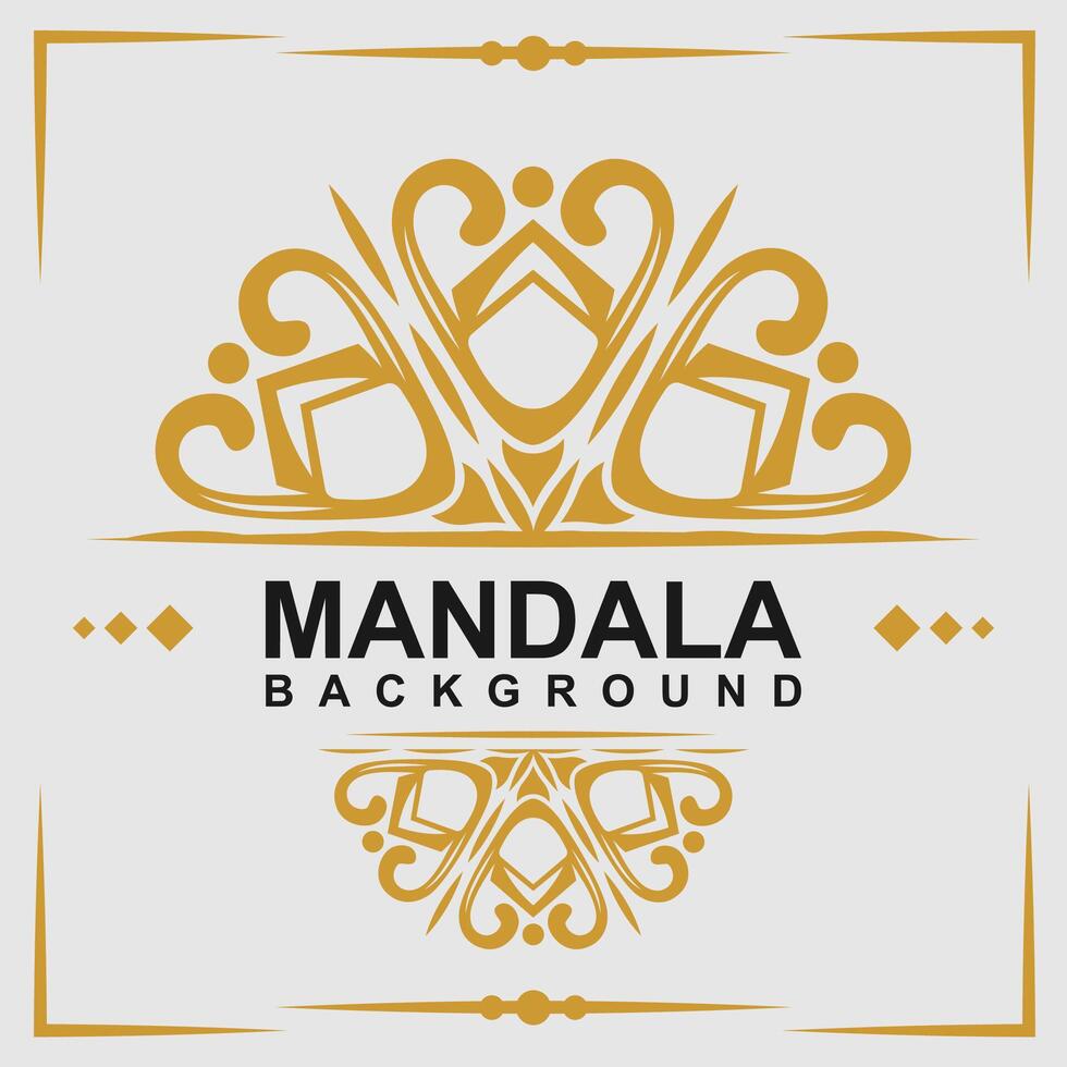 Golden frame with mandala art background vector