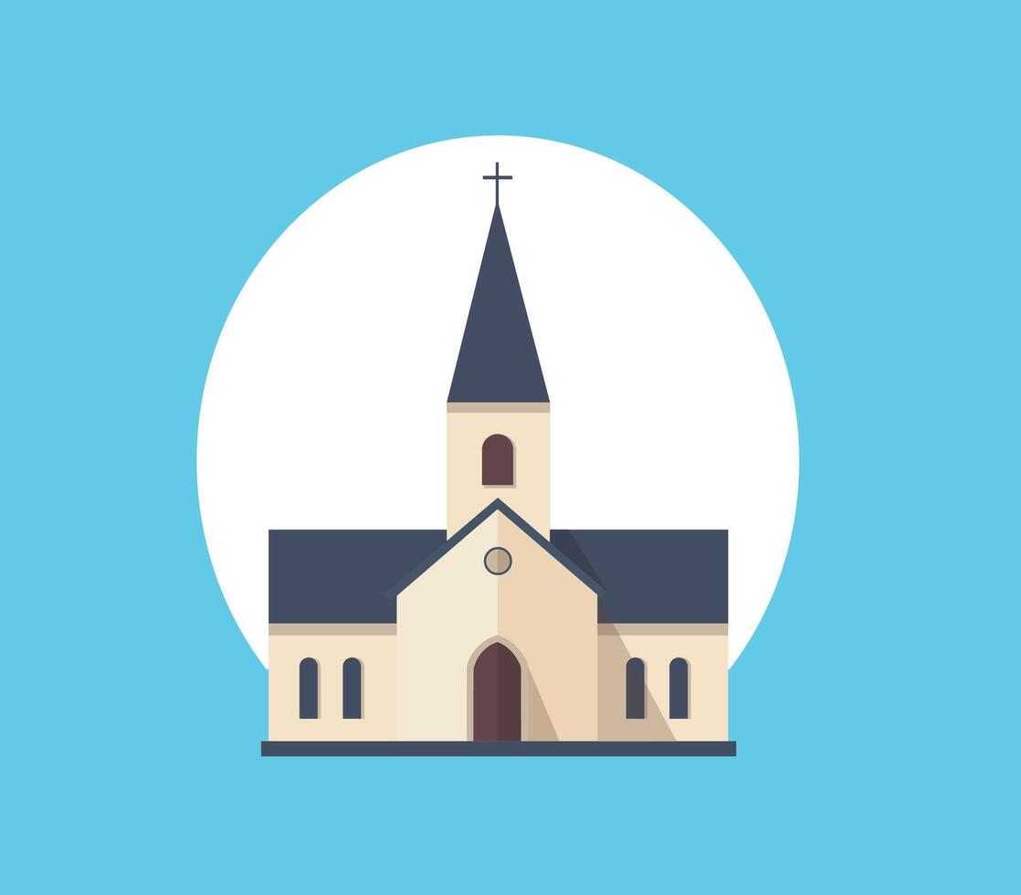 minimal church building architecture vector illustration
