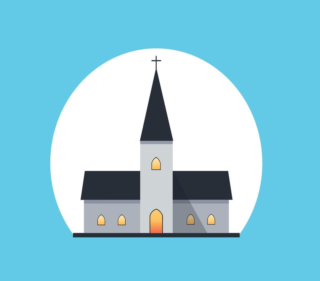 minimal church building architecture vector illustration