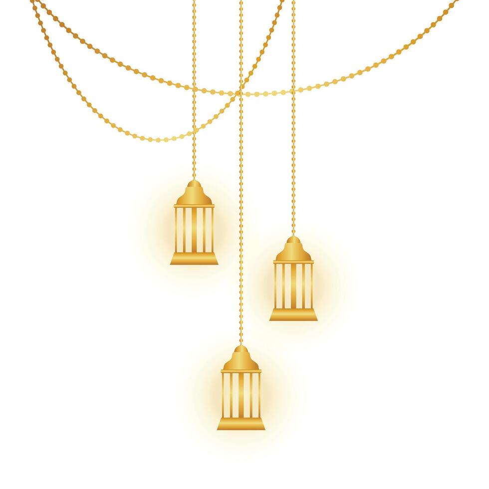 Islamic Gold Lantern Decoration vector
