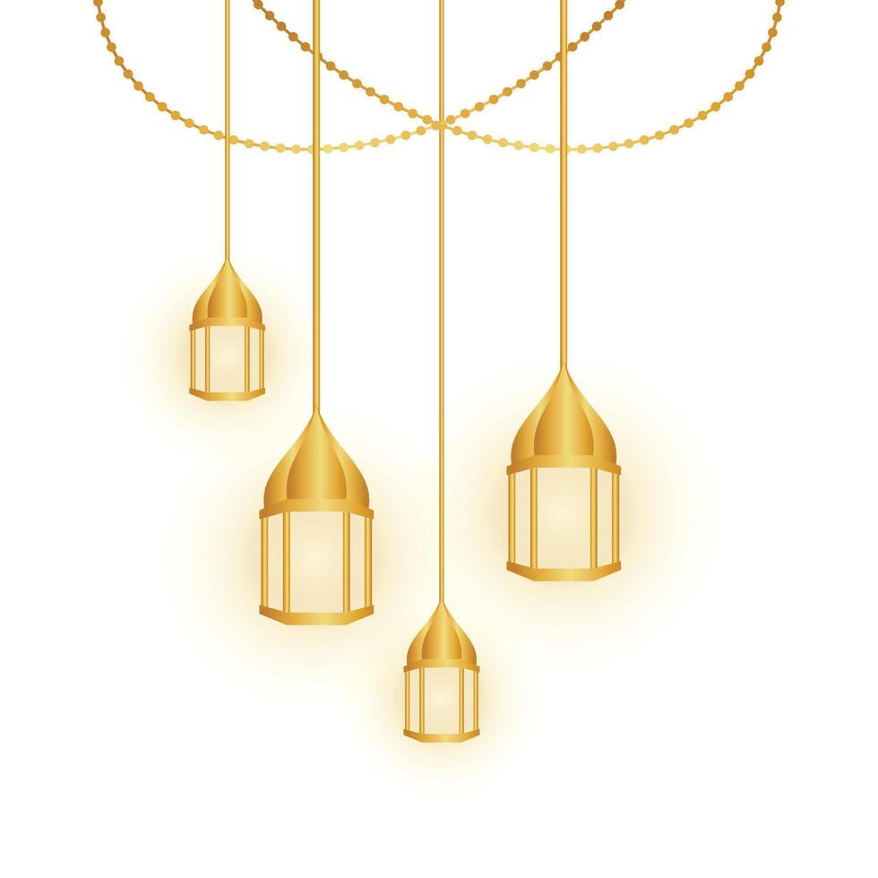 islámico oro linterna decoración vector