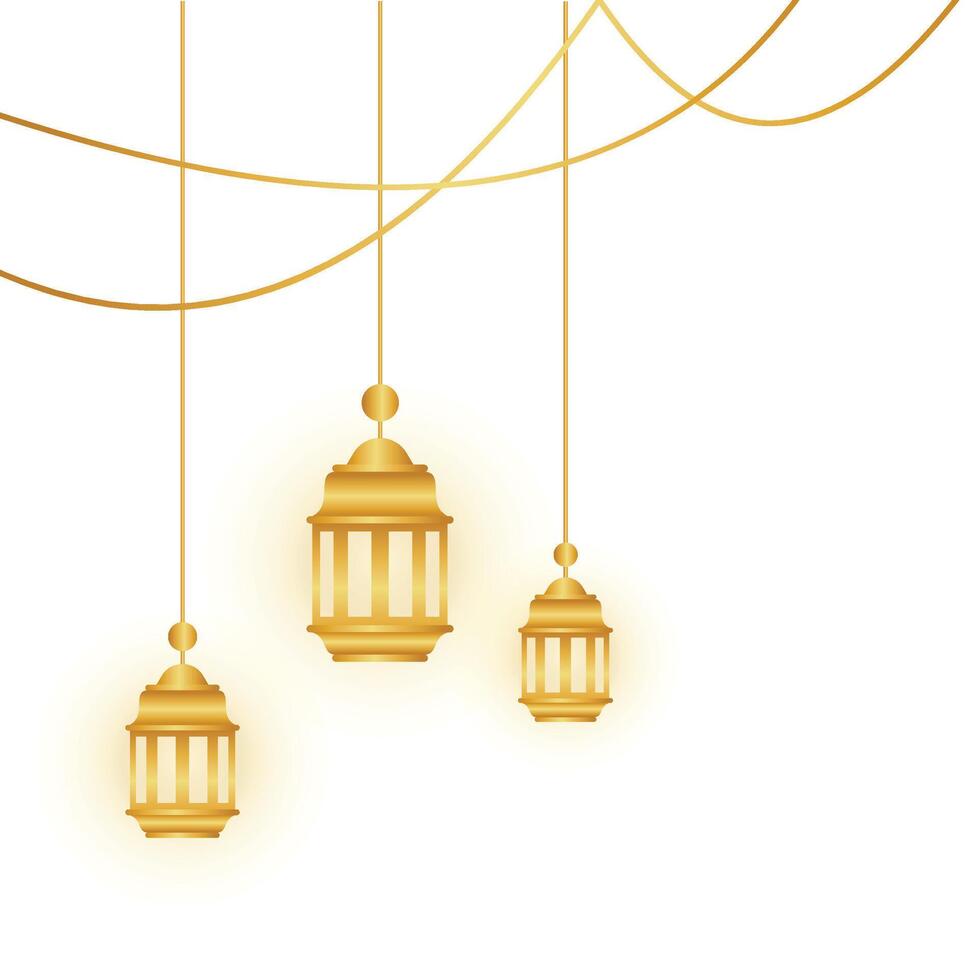 Islamic Gold Lantern Decoration vector