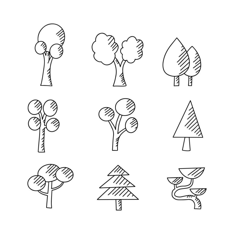 Tree doodle line vector illustration