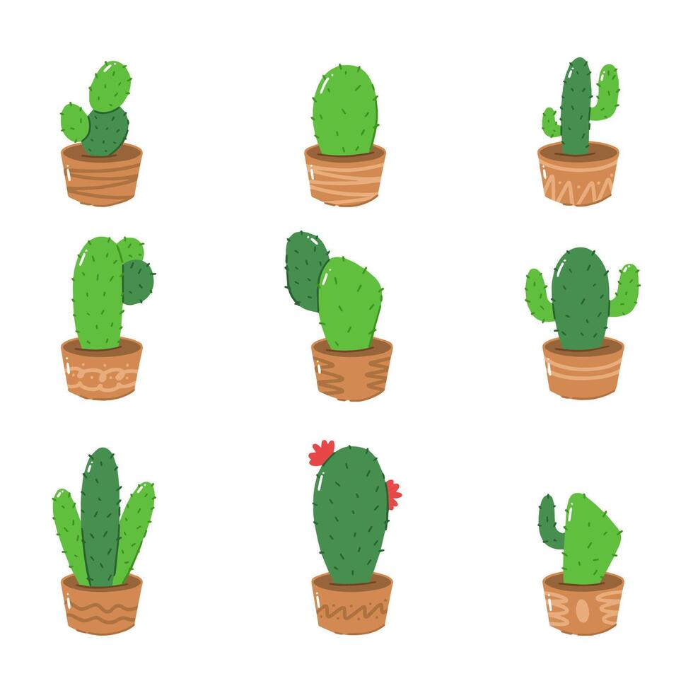 mano dibujado vector ilustración de cactus en maceta