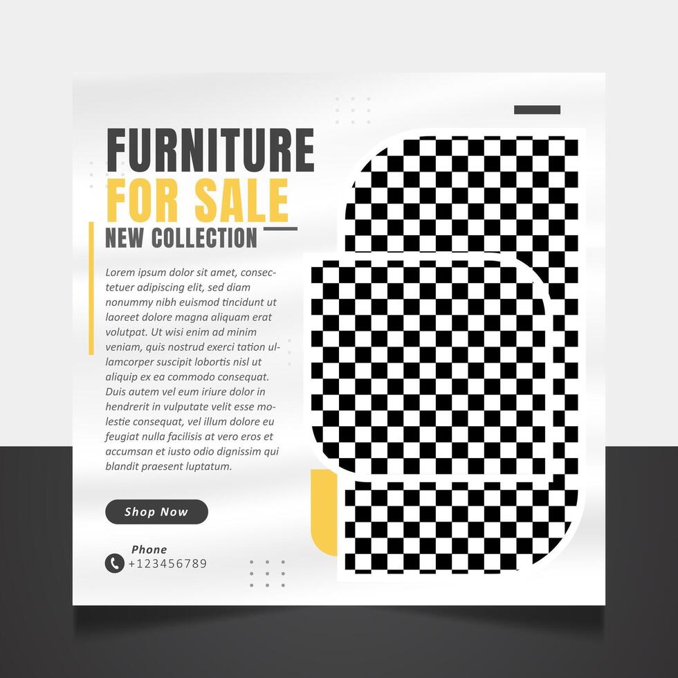 Modern furniture sale social media banner template vector