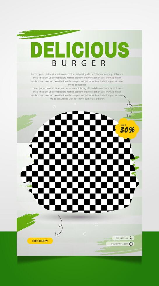 Delicious burger social media post story banner design template vector