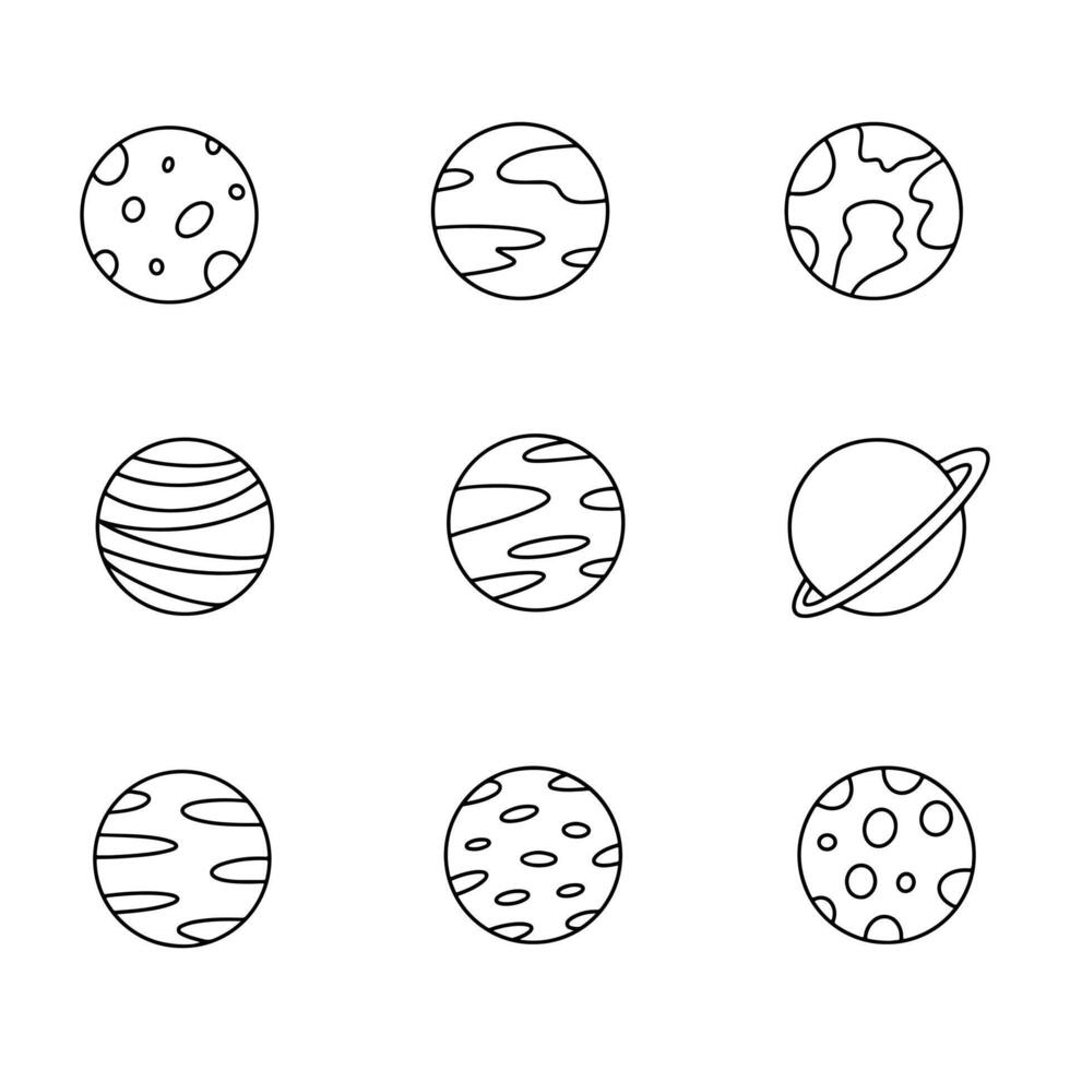 Planet doodle line vector illustration