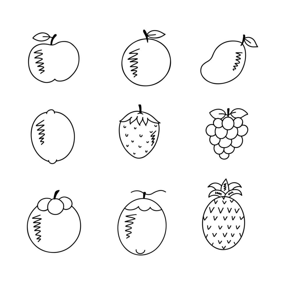 frutas garabatear línea vector ilustración